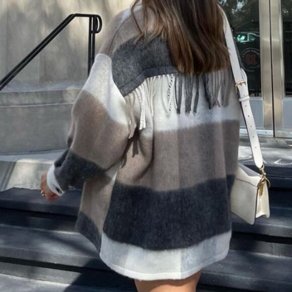 Zara Fringe Plaid Shacket Size XS - Picture 1 of 6